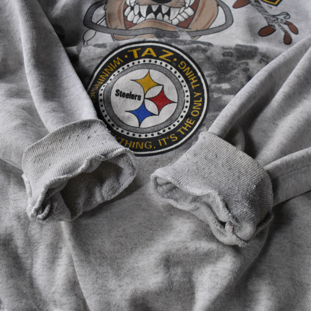 90’s Looney Tunes “NFL Pittsburgh Steelers × TAZ” キャラ スウェット USA製 240523