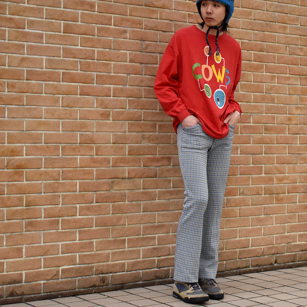 70's PPARIANI チェック柄 フレアパンツ 250328H