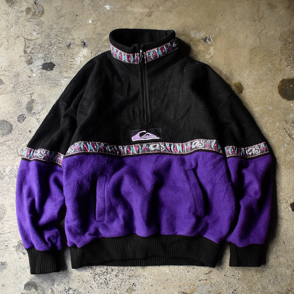 90's Quiksilver テープロゴ! ハーフジップ フリースジャケット 240129H
