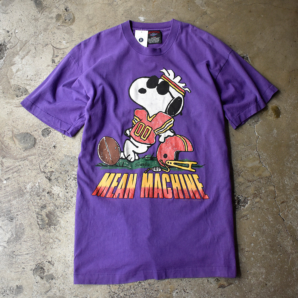 90's Peanuts スヌーピー “MEAN MACHINE” 海外アニメ キャラ Tシャツ