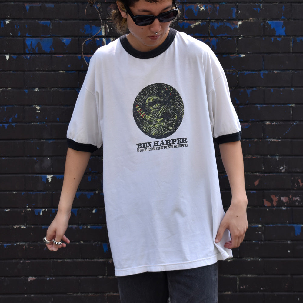 Y2K Ben Harper & The Innocent Criminals “Burn to Shine World Tour” リンガー ロック Tシャツ 230928H