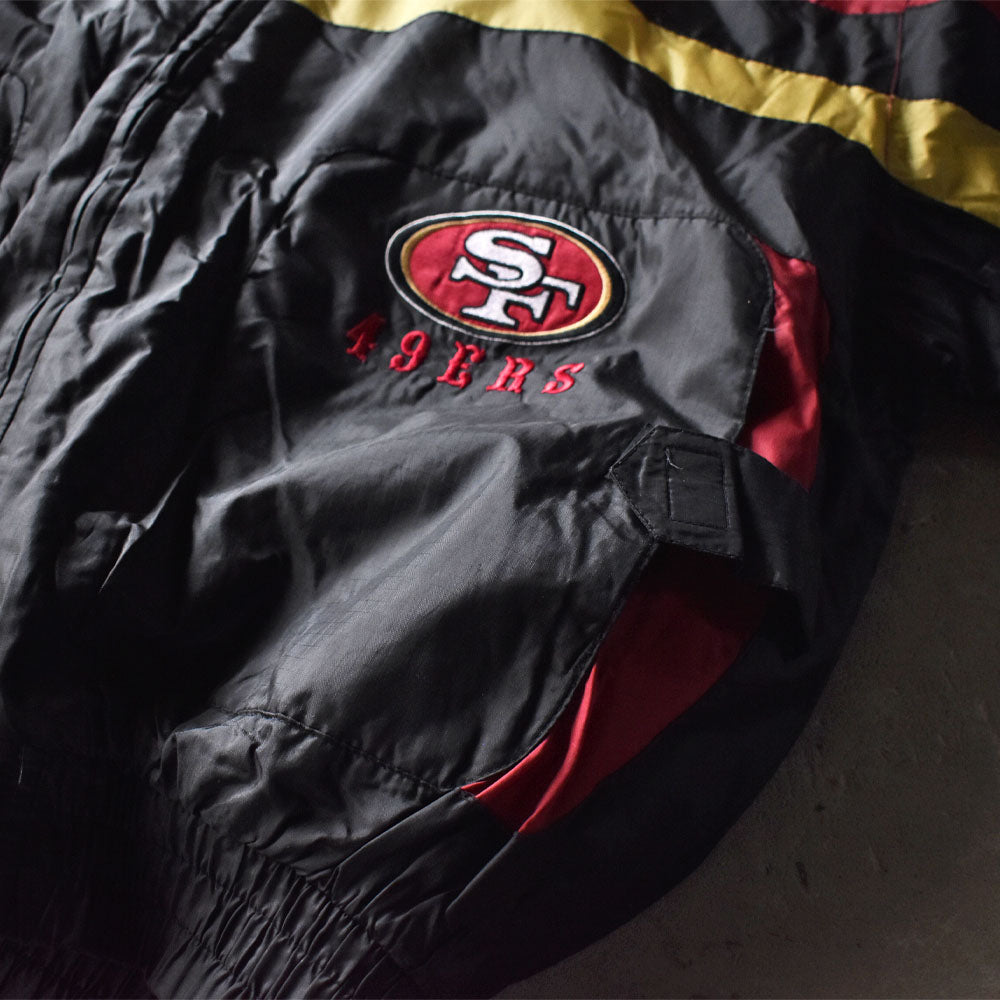90’s PRO PLAYER ”NFL 49ERS” 中綿入り フード ナイロンジャケット 231230