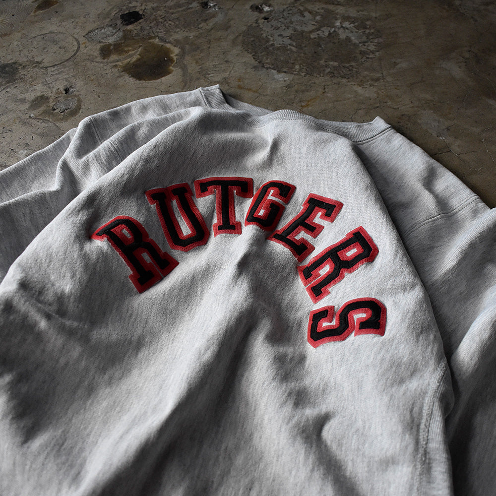90's Champion "Rutgers" ワッペン リバースウィーブ スウェット USA製 230902H