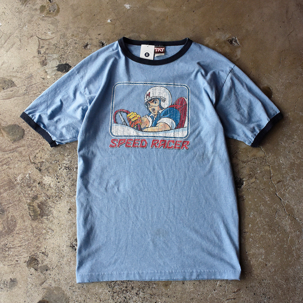 90’s~ Speed Racer “マッハGoGoGo” アニメ リンガーTシャツ! 霜降りブルー 250821H