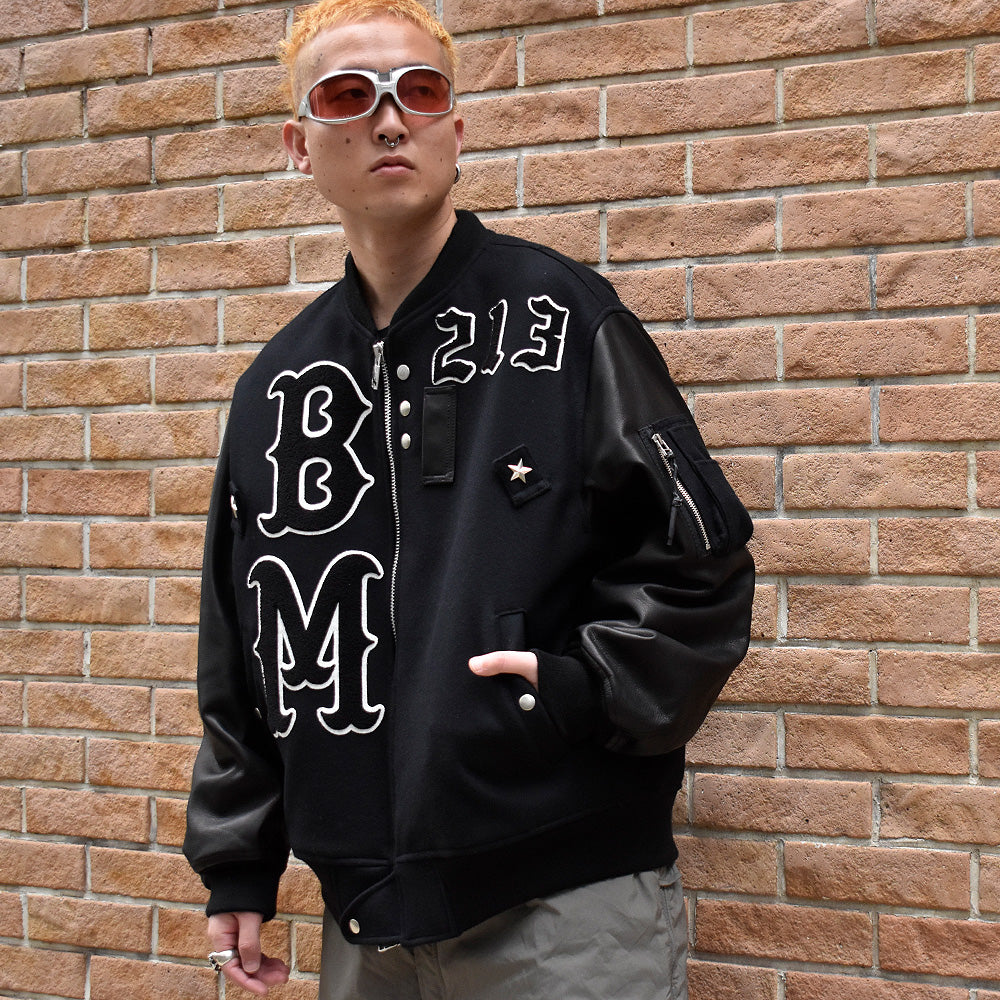 blackmeans レザー×ウール アワードジャケット 945-79TJ404-1 241115H