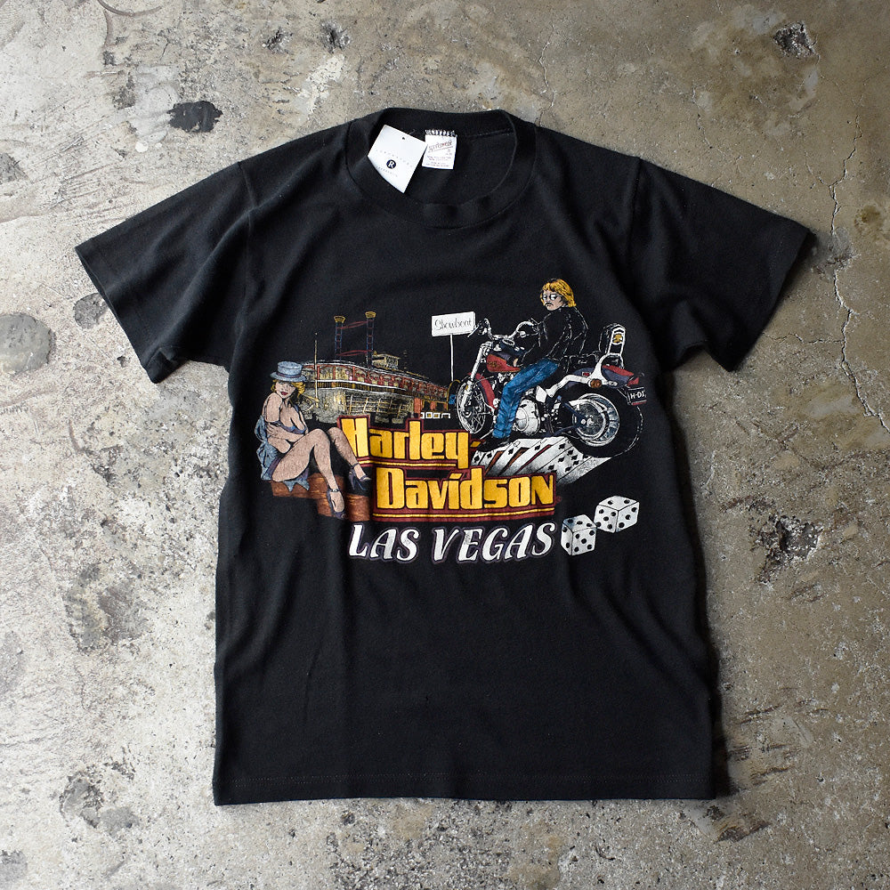 80's “Harley-Davidson“ LAS VEGAS バイク Tシャツ USA製 250731H
