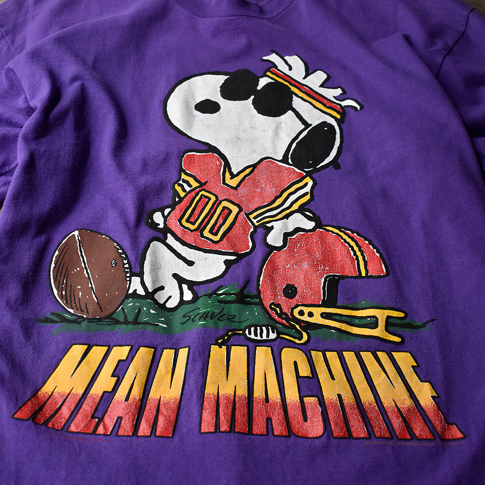 90's Peanuts スヌーピー “MEAN MACHINE” 海外アニメ キャラ Tシャツ USA製 250813H