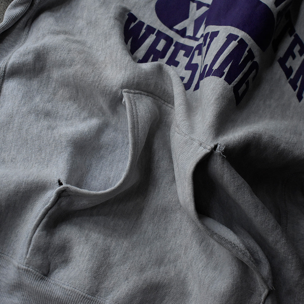 90's Champion "U.W. WHITEWATER WRESTLING" 3段プリント リバースウィーブ スウェット パーカー USA製 230823H