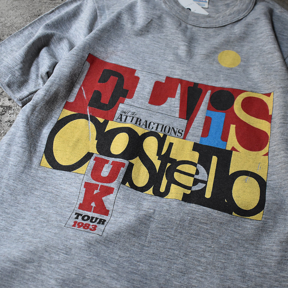 80's Elvis Costello "UK TOUR 1983" ロック Tシャツ 230614HYY