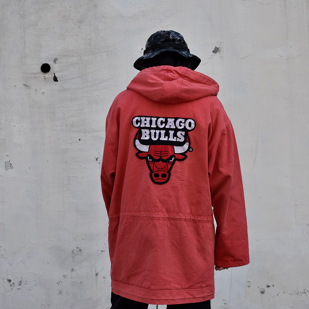 90’s PROPLAYER NBA “CHICAGO BULLS” フード付き コットンジャケット 231105H