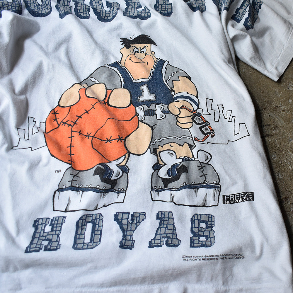 90's The Flintstones FRED “Georgetown Hoyas” ビッグプリント! 海外アニメ キャラ Tシャツ 250825H