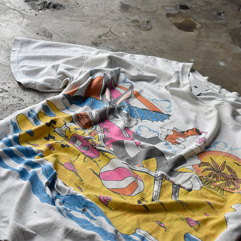 90's ボロ! Looney Tunes “Bugs Bunny” 海外アニメ キャラ Tシャツ 240724H