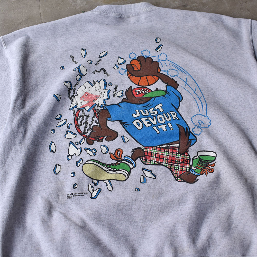 90’s Looney Tunes “Basket ball” TAZ キャラ スウェット USA製 240111