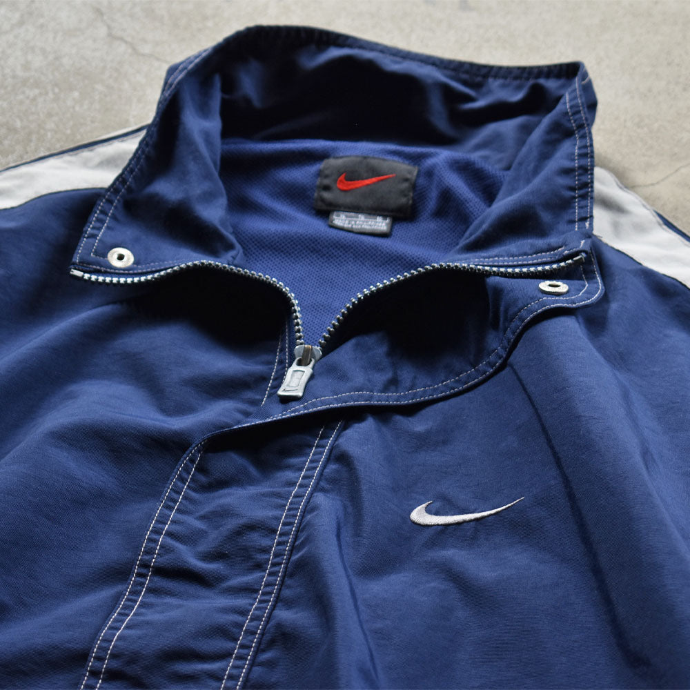 90's NIKE ナイキ 銀タグ ナイロンジャケット L相当 青グレー緑