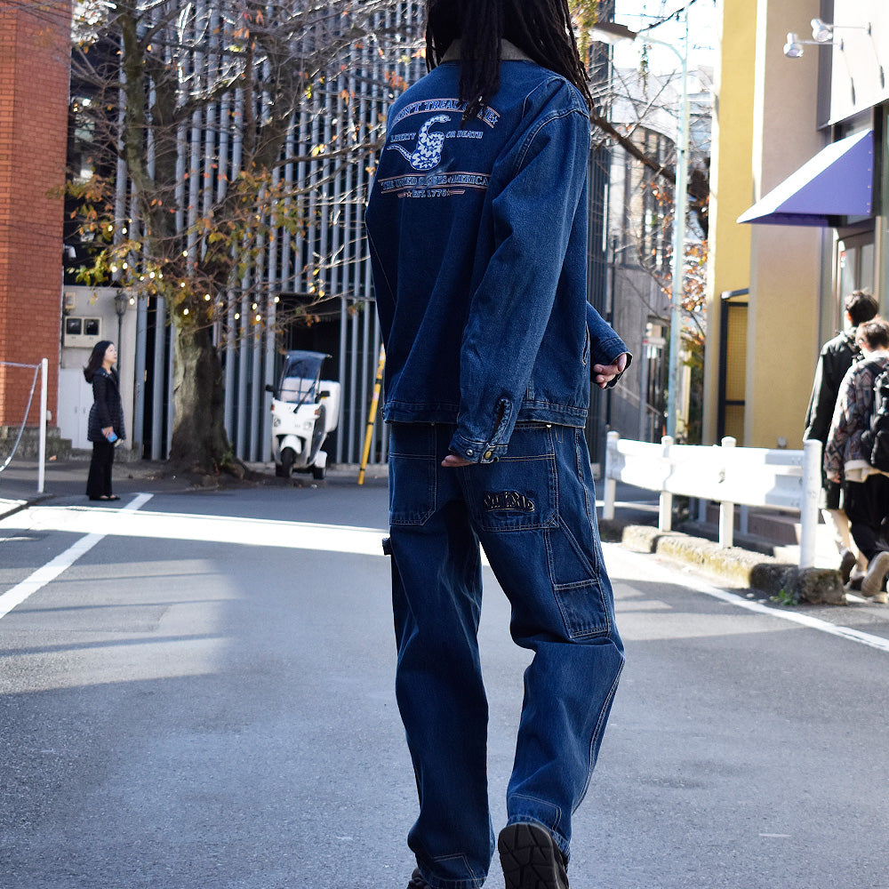 90's Dickies “Gadsden flag”プリント デニムジャケット ブランケットライナー 231210H