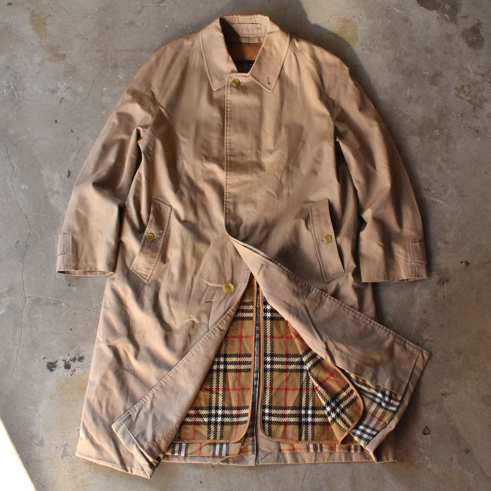 80’s Burberry バーバリーチェック ライナー付き バルマカーンコート ステンカラーコート 英国製 240103