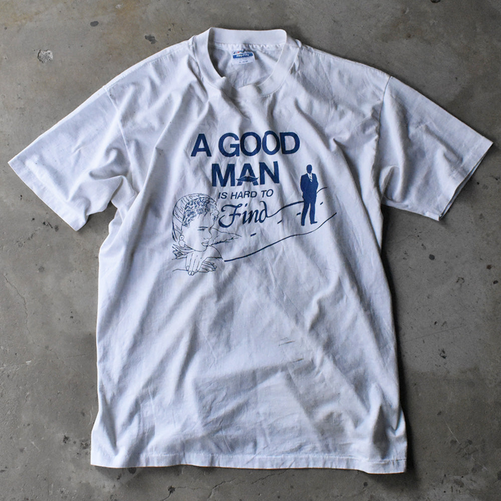 80-90’s Hanes “A Good Man is Hard to Find” メッセージ Tシャツ USA製 240417