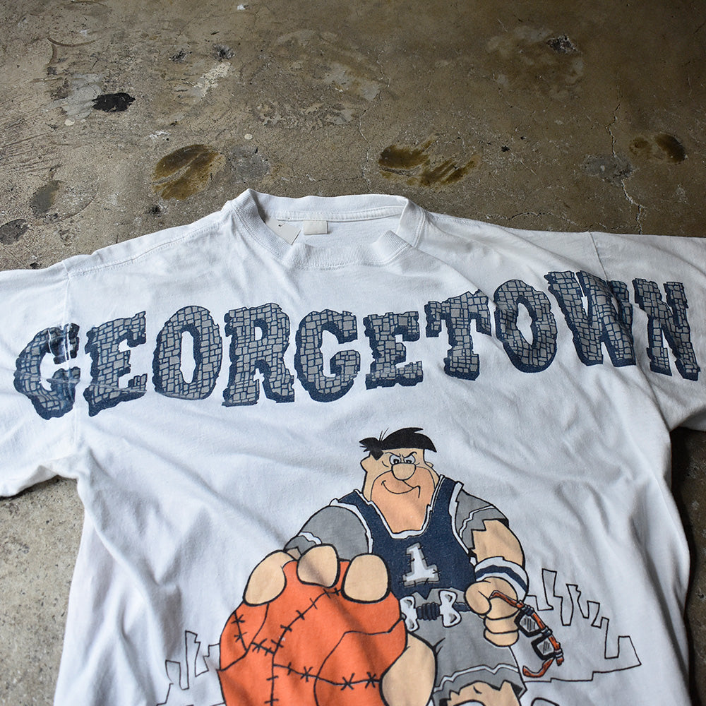 90's The Flintstones FRED “Georgetown Hoyas” ビッグプリント! 海外アニメ キャラ Tシャツ 250825H