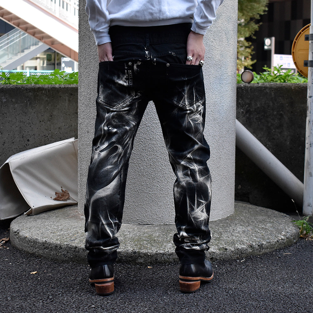 Wolf ペイント ストレッチパンツ 240928H