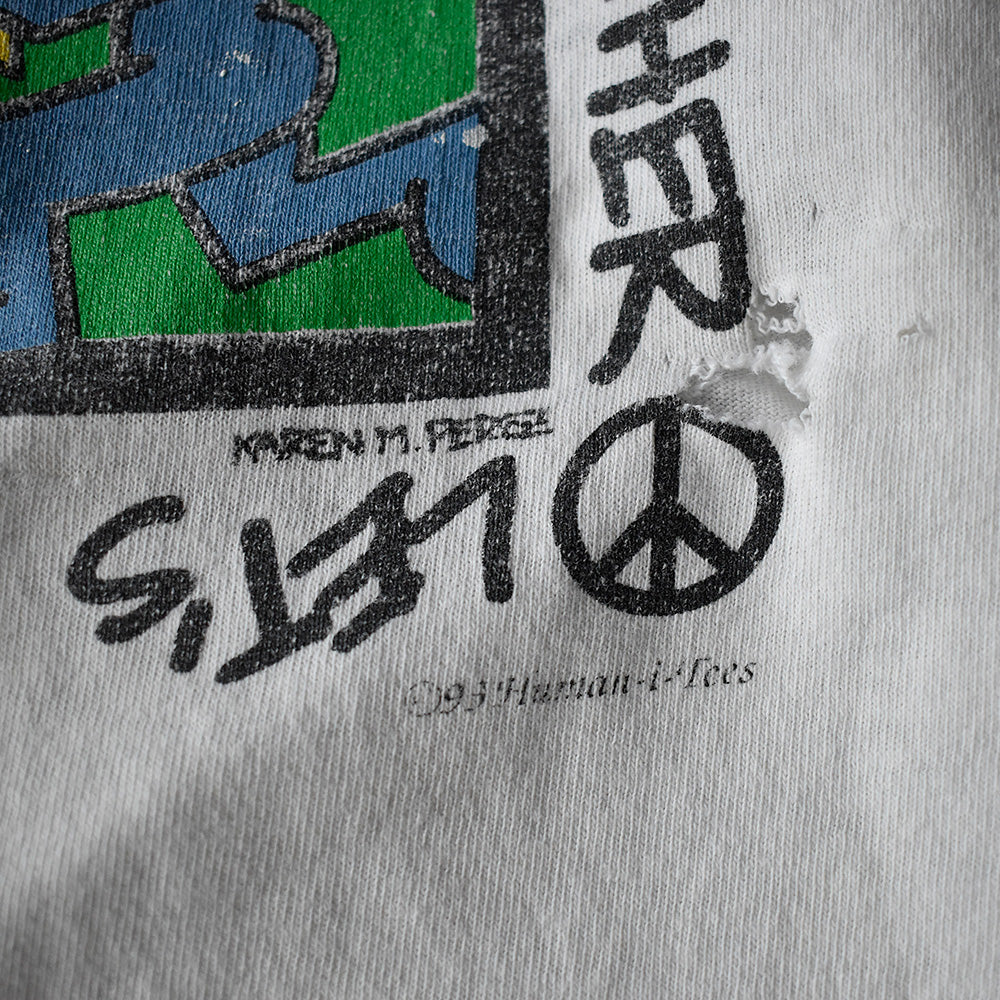 90's ボロ! KAREN M.PEREZ “Let’s Peace it Together” アート Tシャツ USA製 250901H