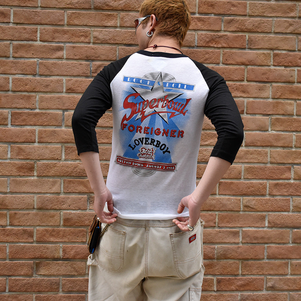 80's “Rock N Roll Superbowl“ Ozzy Osbourne/Loverboy/Foreigner ラグランスリーブTシャツ 250427H