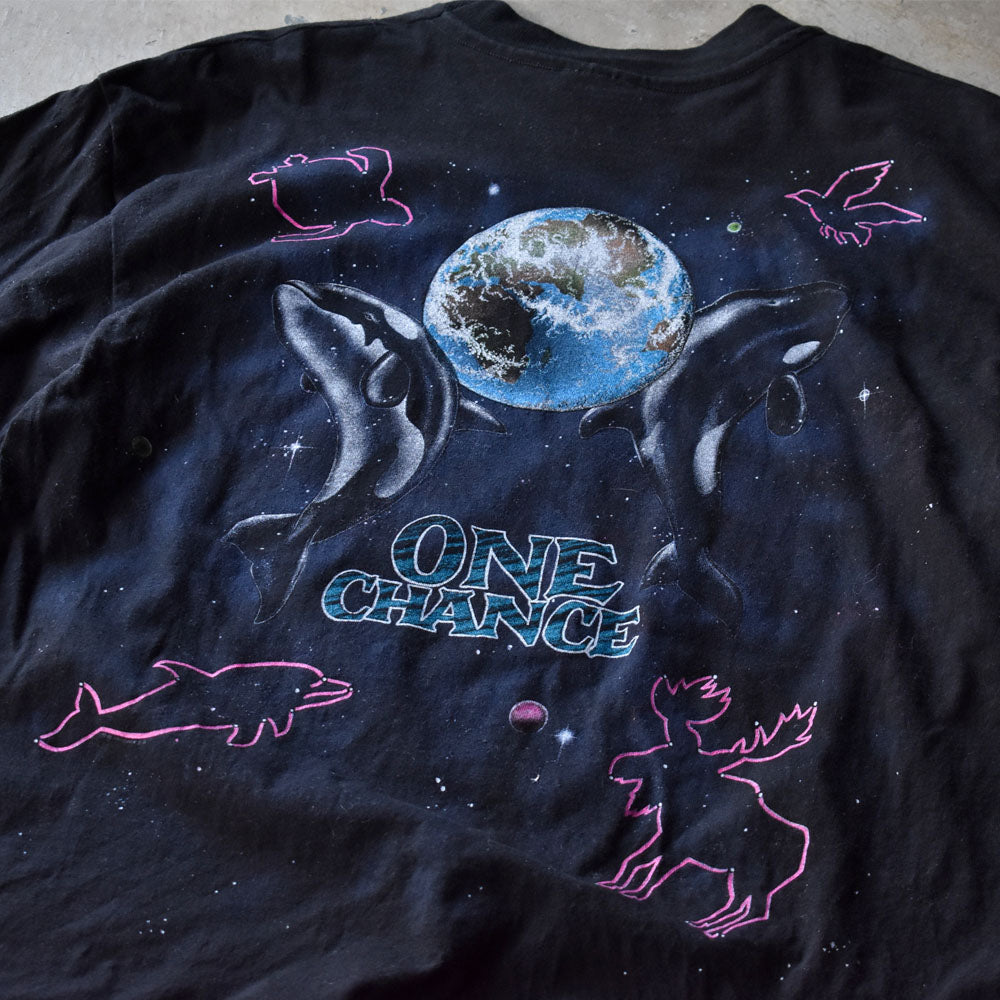 90’s ”ONE EARTH” 両面プリント アニマルプリント Tシャツ USA製 240802