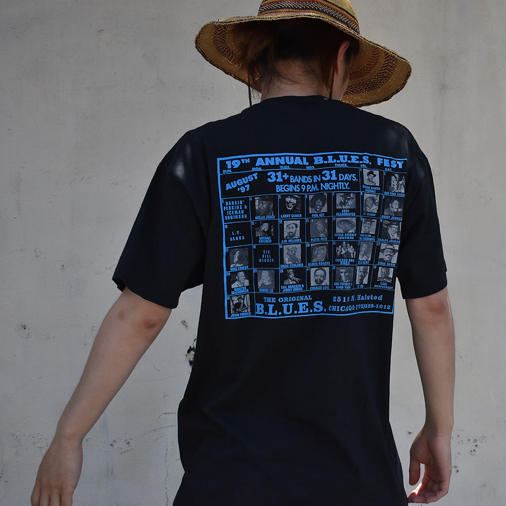 90's "AUGUST B.L.U.E.S FEST" ブルース フェス Tシャツ 230712H