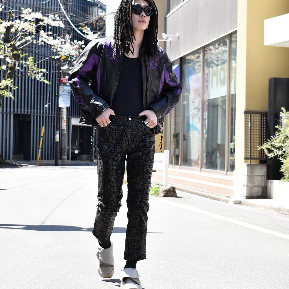 90's newport news easy style クロコダイルプリント レザーパンツ 240411H