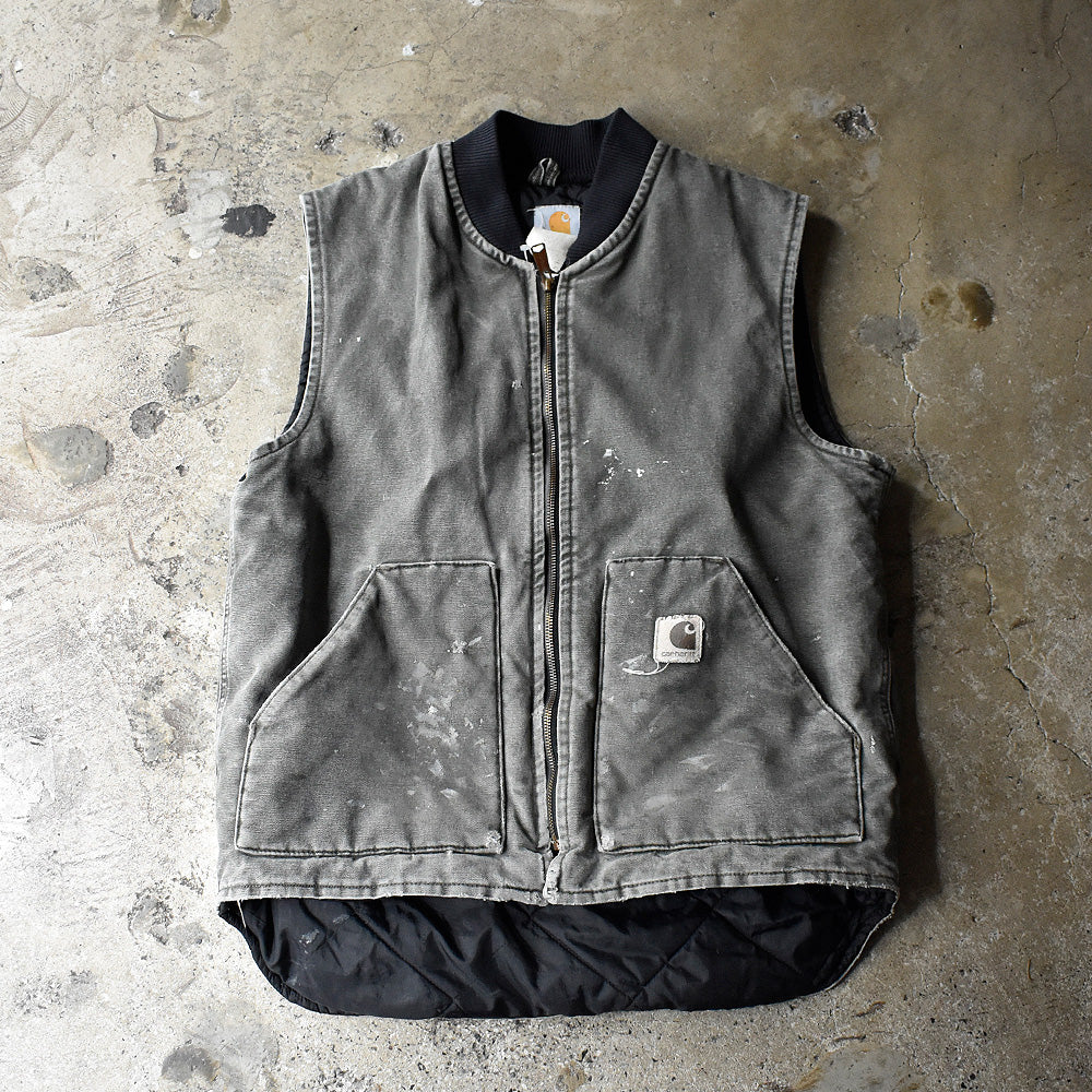 90's~ ダメージ! ペンキ! Carhartt ダック ベスト キルティングライナー 240926H