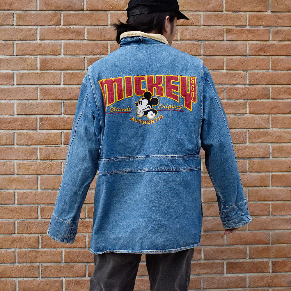 90’s Disney Mickey ハンティングタイプ デニムジャケット 240304H