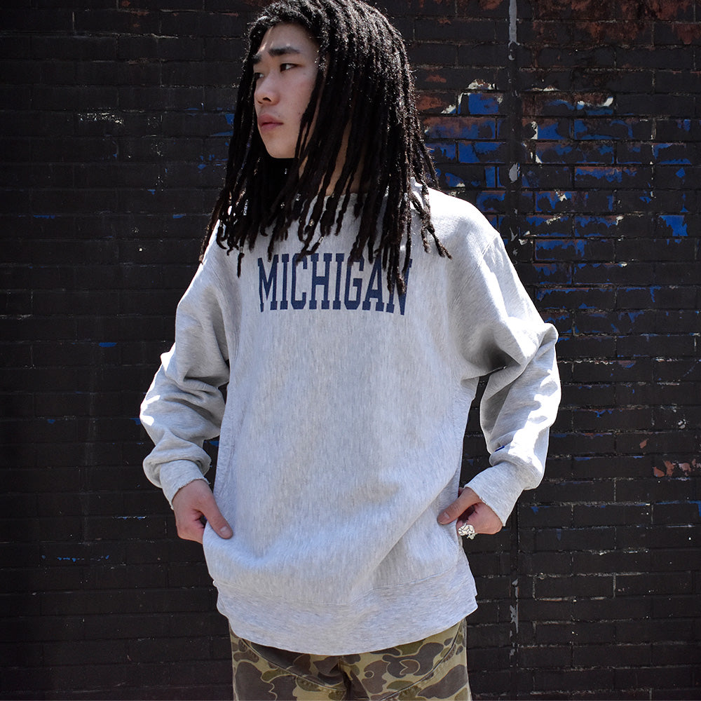80’s Champion “MICHIGAN” 染み込みプリント RWスウェット USA製 240514H