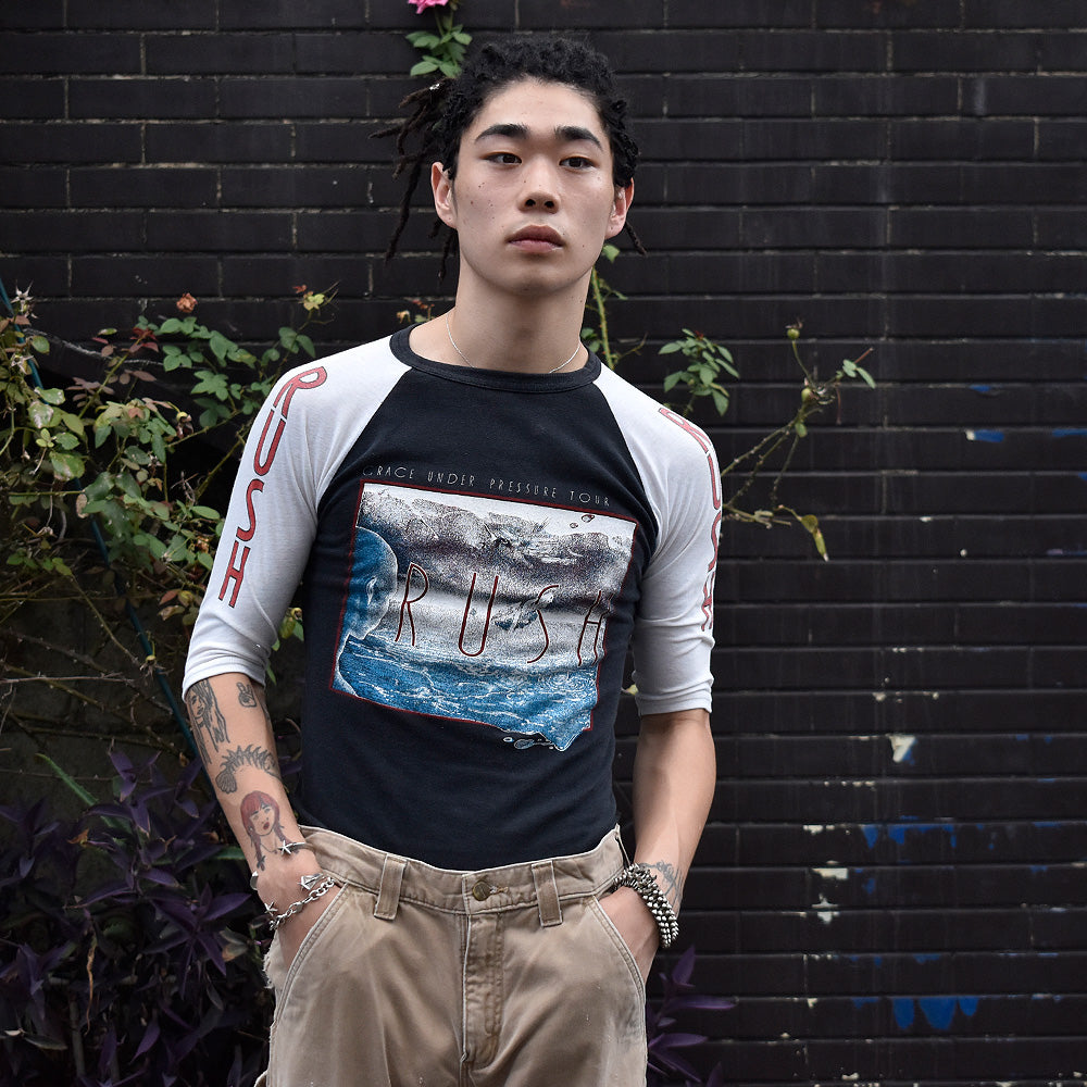 80's Rush/ラッシュ “Grace Under Pressure” World Tour Raglan sleeve Tee 230903H
