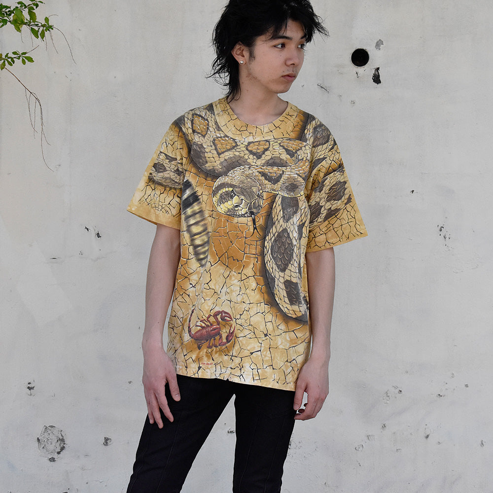 90’s AOP! LIQUID BLUE “SNAKE×SCORPION×SPIDER ” Tシャツ USA製 250505H