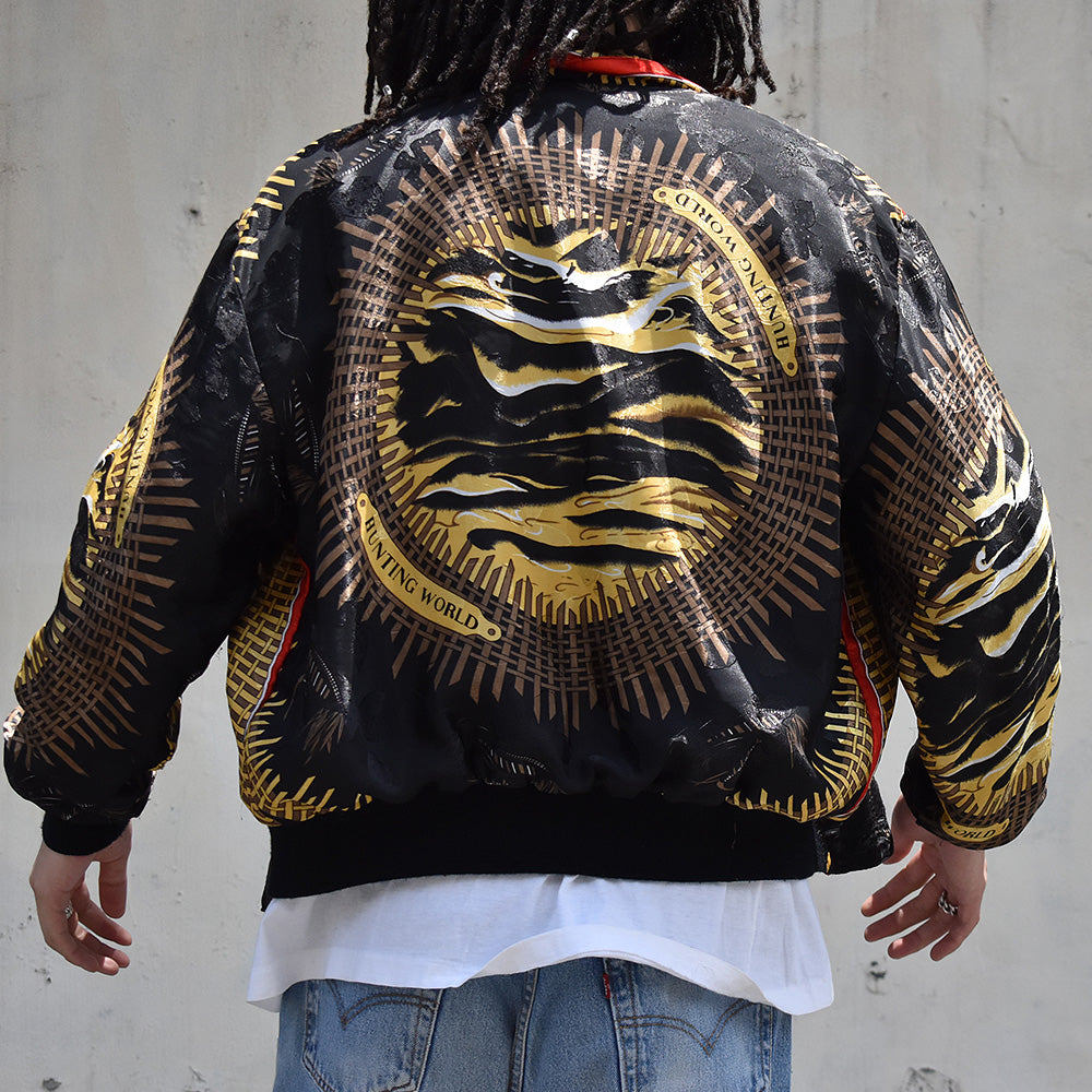 80’s bootleg "HUNTING WORLD" 総柄 サテン ショート ジャケット 230617H