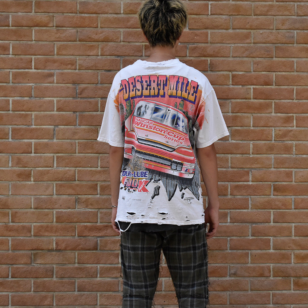 90's ボロ! CHASE authentics AOP レーシング Tシャツ USA製 250805H