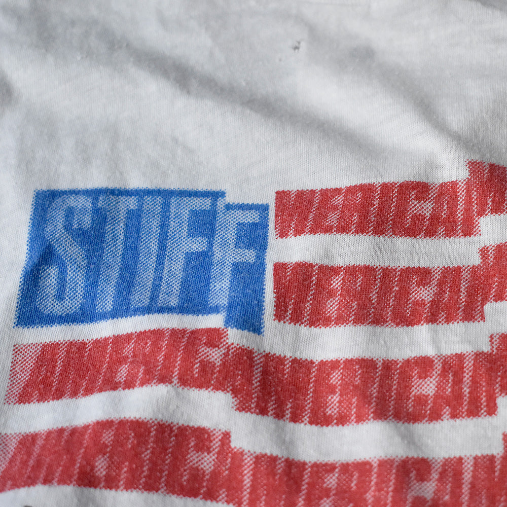80's STIFF Records "American" レコード レーベル 企業 プロモ Tシャツ 240108H