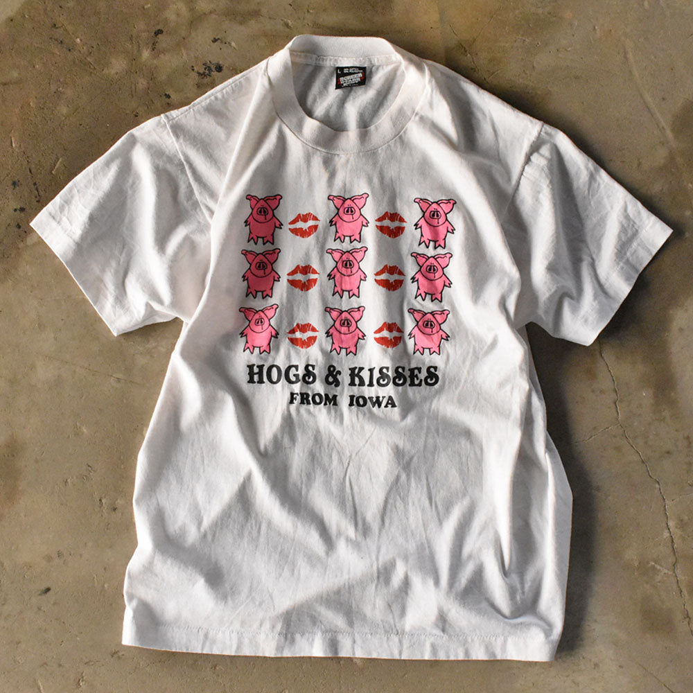 90's SCREEN STARS “HOGS & KISSES FROM IOWA” ブタ Tシャツ USA製 240324