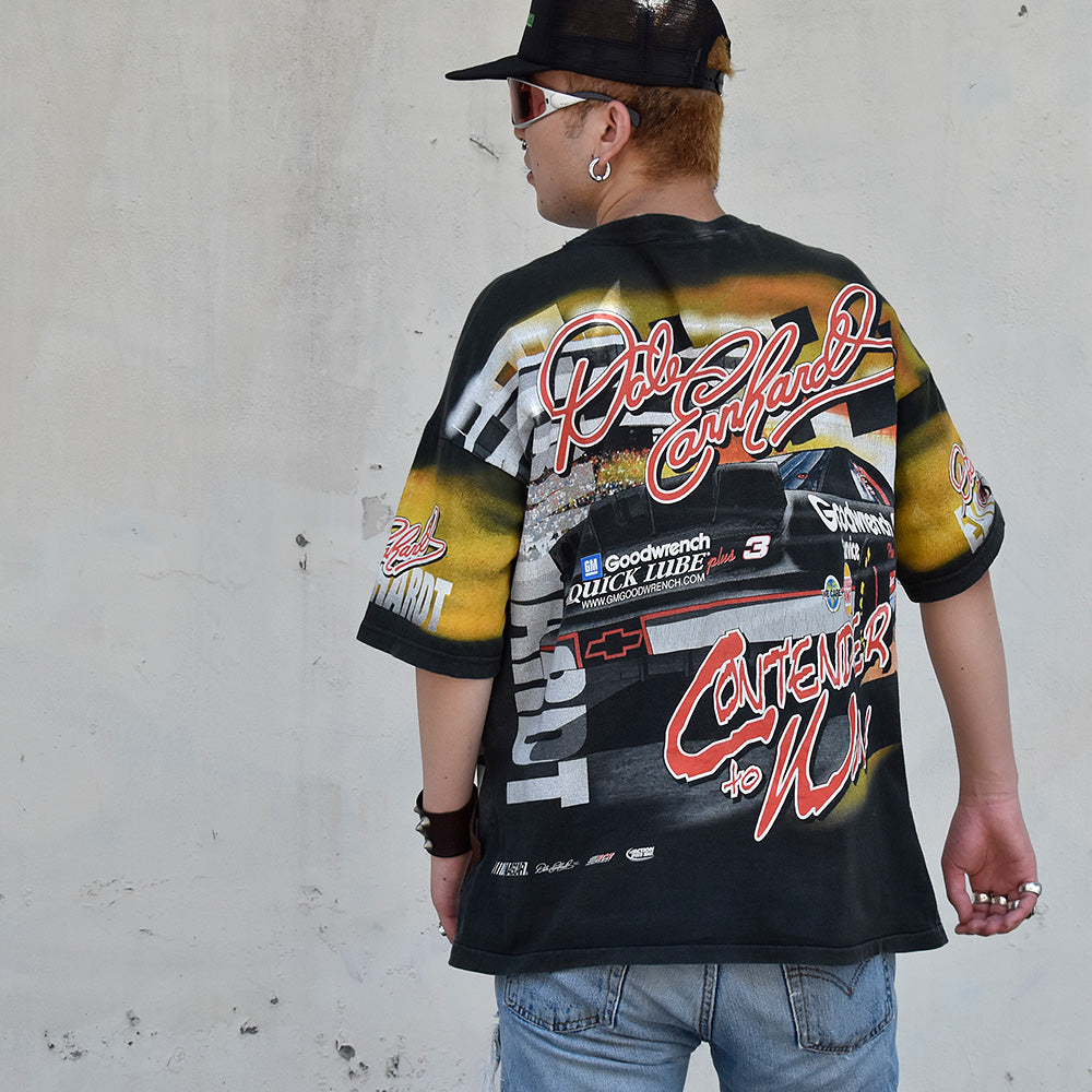 Y2K AOP! CHASE authentics "Tough Competitor" レーシング Tシャツ USA製 250727H