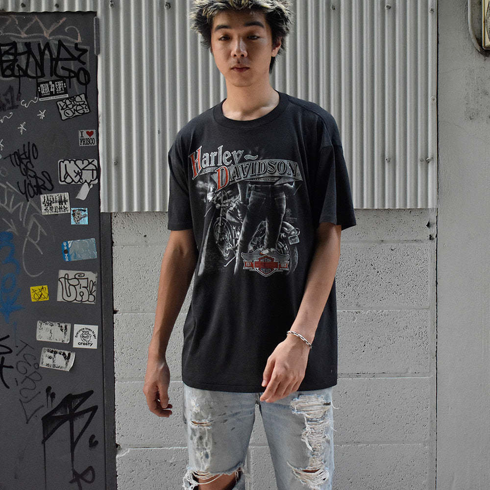 80's 3D EMBLEM “Harley-Davidson” バイク Tシャツ USA製 250818H