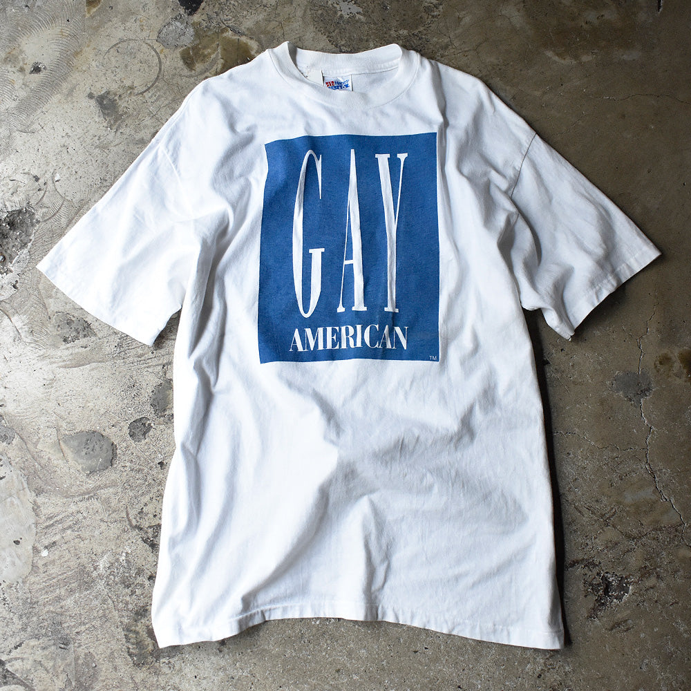 90's “GAY AMERICAN“ GAPパロディ！ Tシャツ USA製 240430H