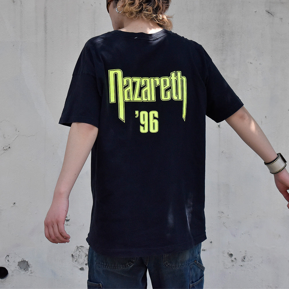 90's Nazareth スカルウィングロゴ! 蛍光プリントカラー Tシャツ 240505H