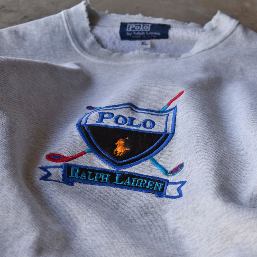 90's ブートレグ POLO RALPH LAUREN レザーパッチ！ ロゴスウェット