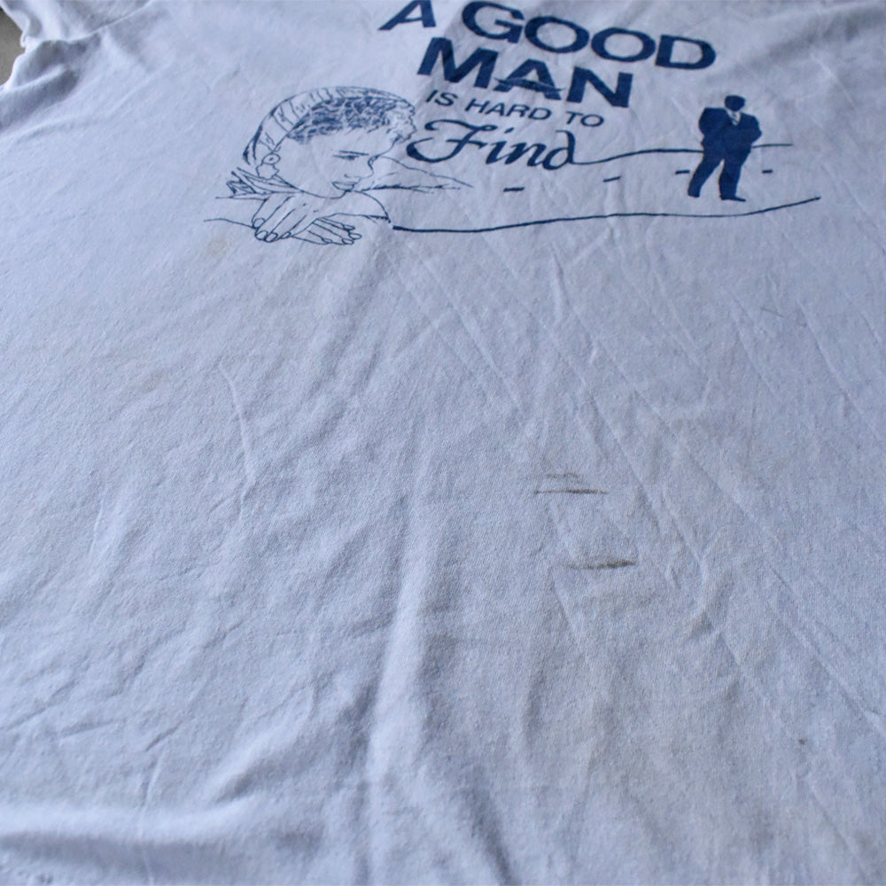 80-90’s Hanes “A Good Man is Hard to Find” メッセージ Tシャツ USA製 240417