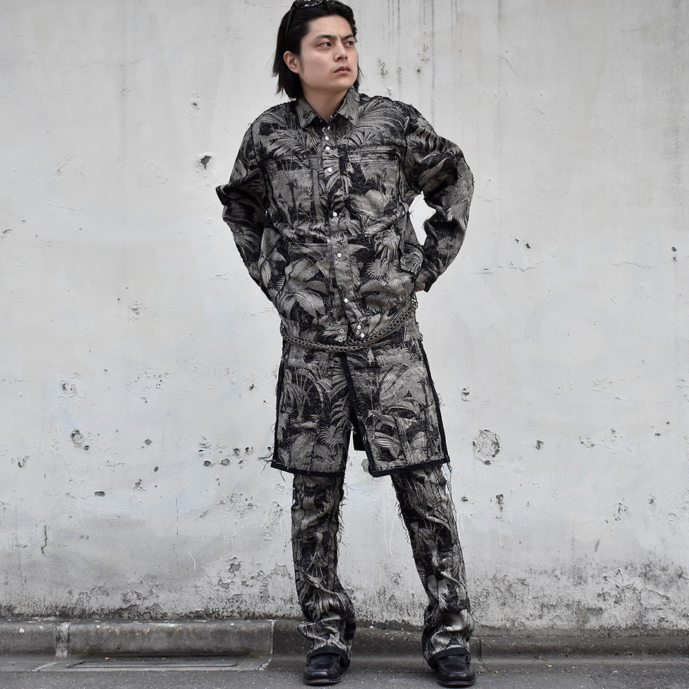 blackmeans リーフ柄 リバーシブル フレアパンツ 945-79GP208-1 240522H