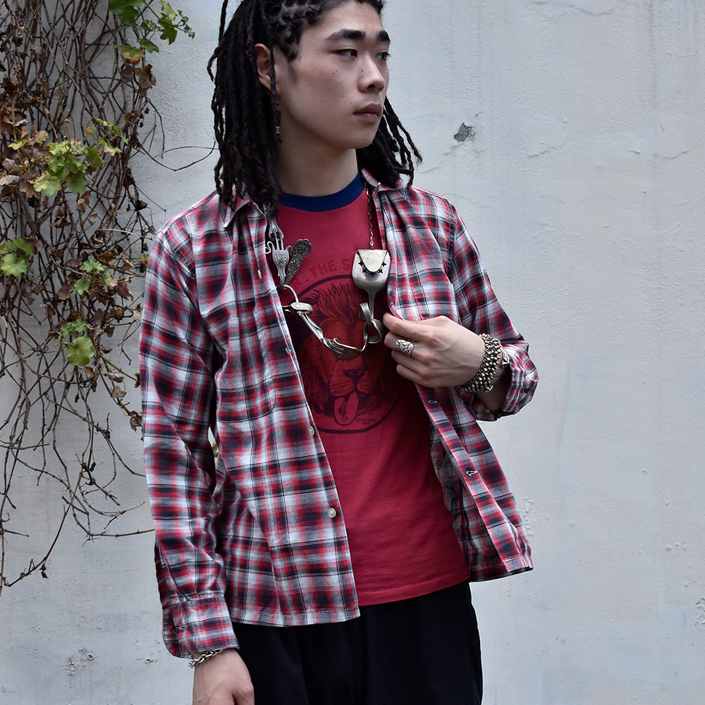 60’s Nelson Paige オンブレチェック柄 オープンカラーシャツ 230807H