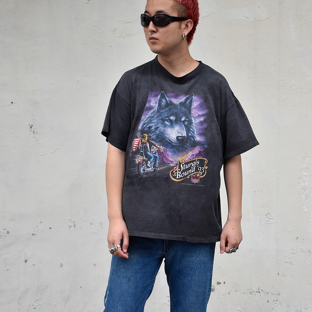 90's Sturgis Bound '93 “Wolf×Bike” バイク Tシャツ USA製 250825H