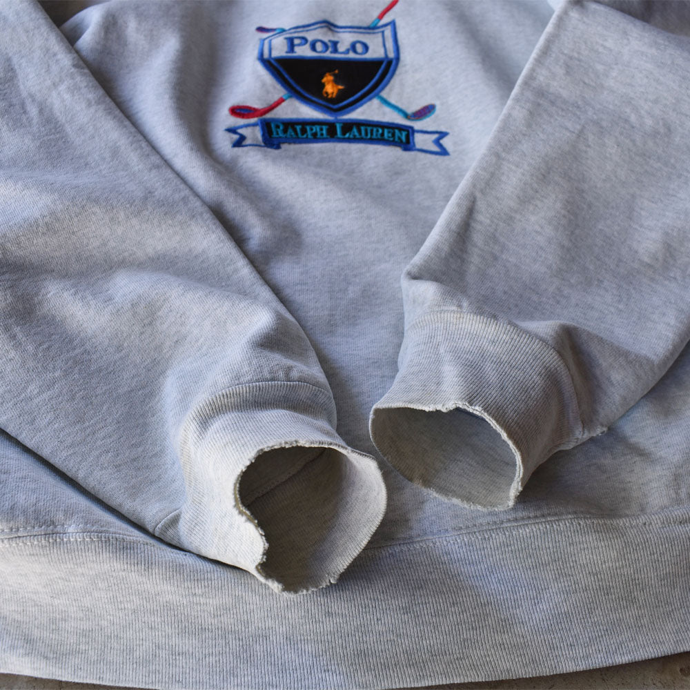 90’s ブートレグ POLO RALPH LAUREN レザーパッチ! ロゴスウェット USA製 231114