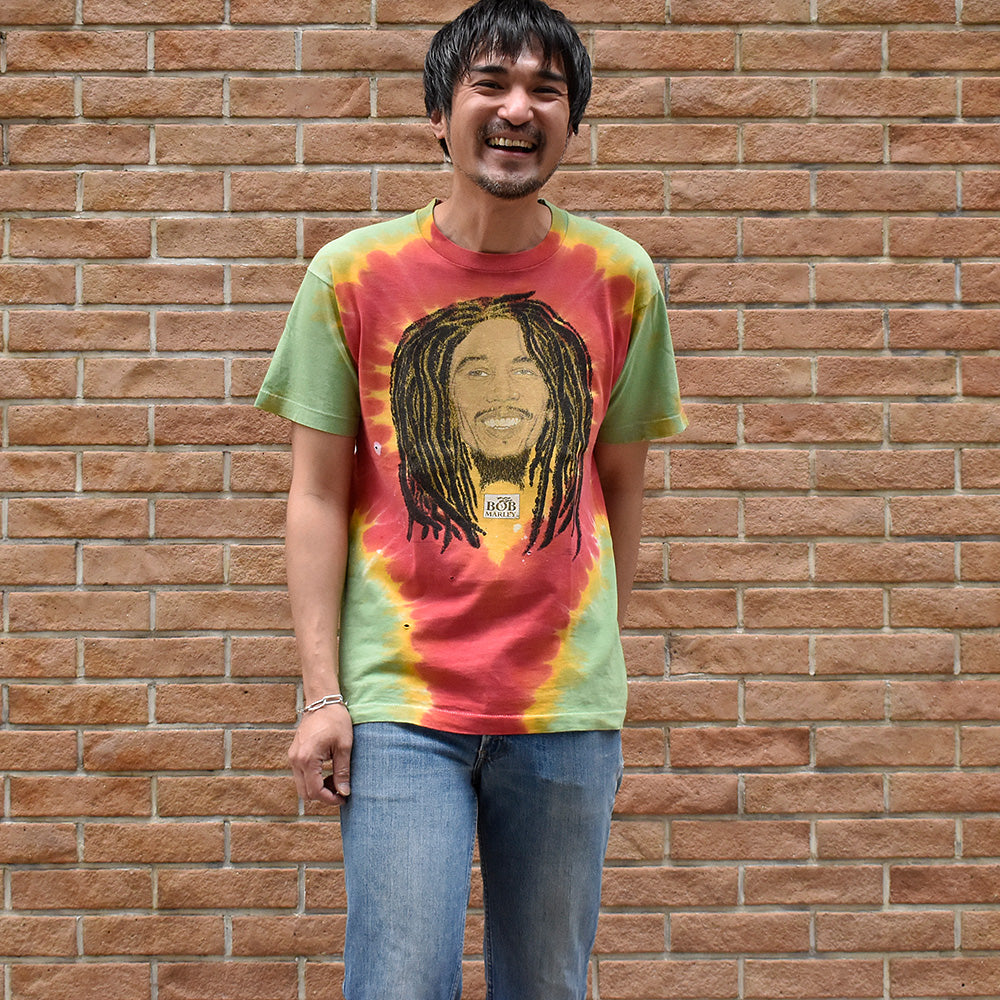 90's BOB MARLEY “BOB MARLE“ ラスタカラー タイダイTシャツ 250529H
