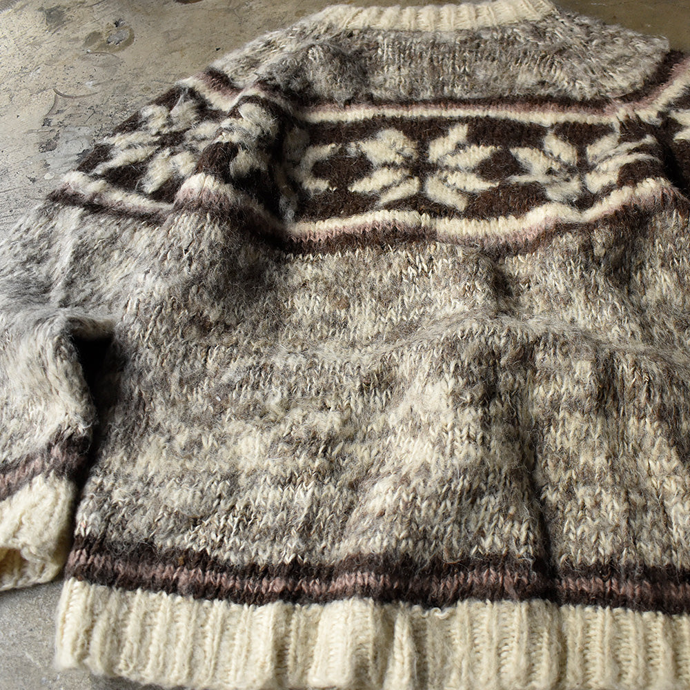 70’s~ ノルディック柄 ハンドニットセーター 240115