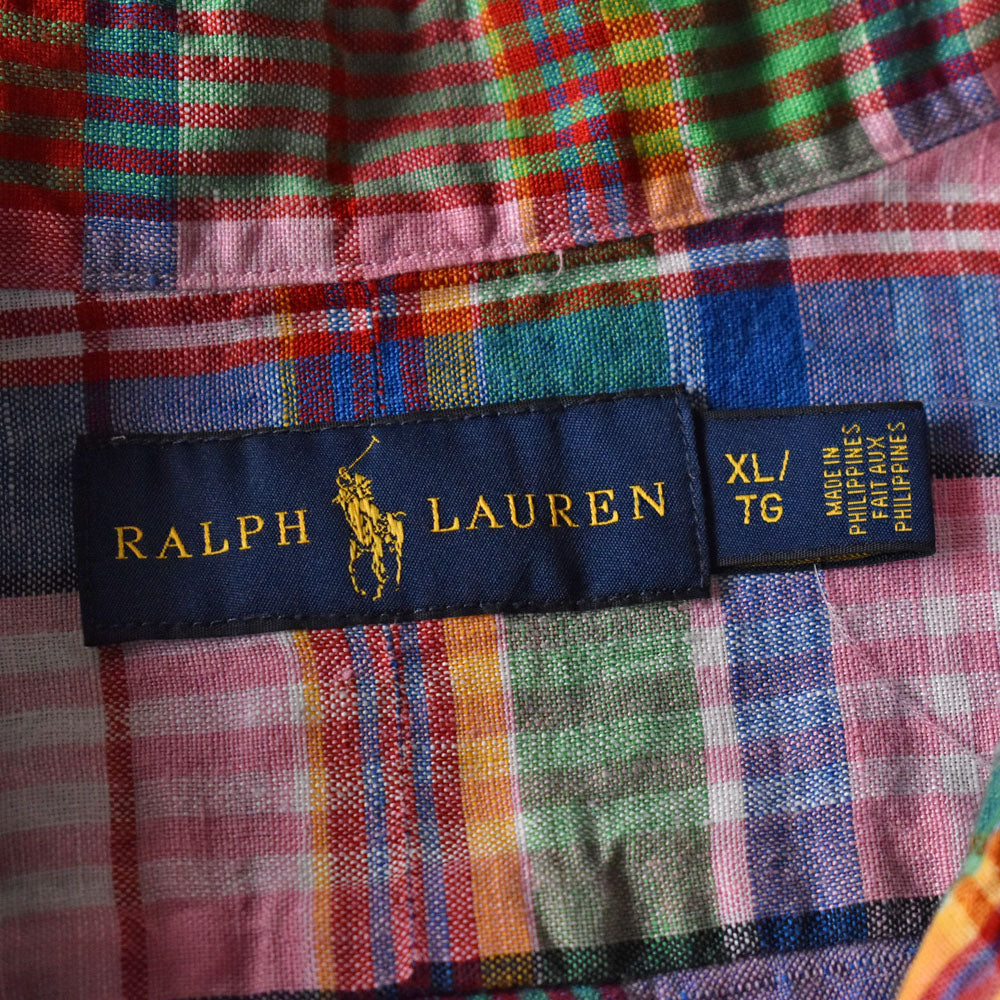 Ralph Lauren リネン チェック 半袖 ボタンダウンシャツ 240501 S2094